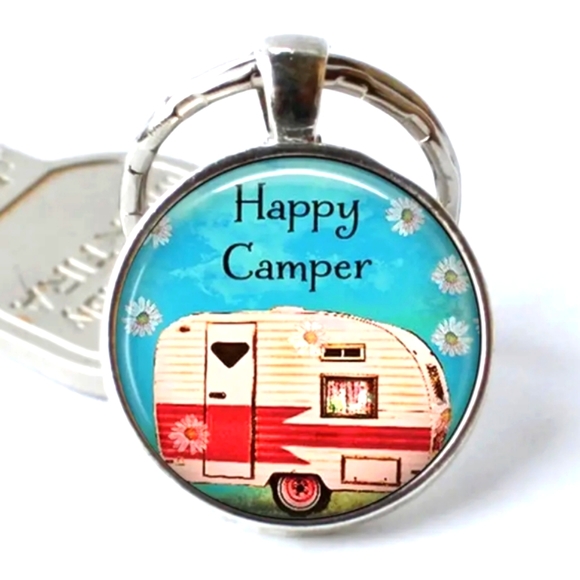 🏕️ NEW Keychain Happy Camper Precious Gift! - Picture 2 of 3